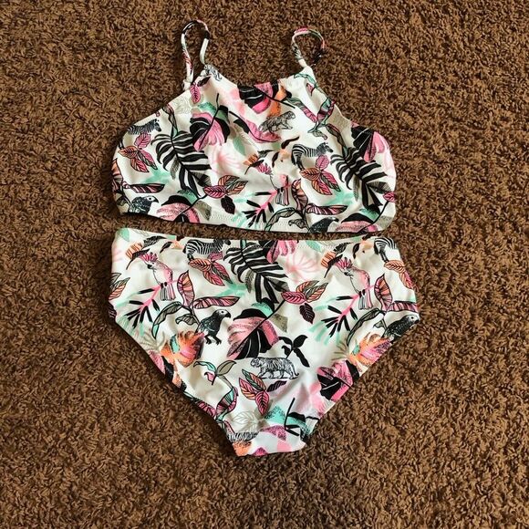 American Eagle Girls Tropical Lace-up‎ Bikini Set Size 16  Multicolor NWT - Picture 1 of 5